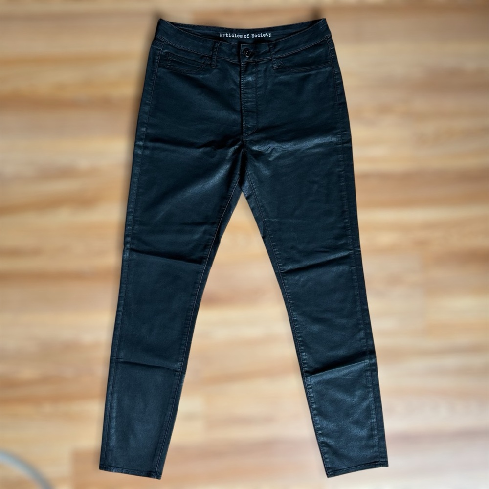 Articles of Society Black Coated High Rise Skinny Jeans Size 30 - Picture 2 of 12
